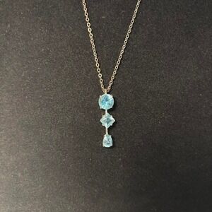 Blue Topaz Three Unique Shaped Stone Necklace - Napier